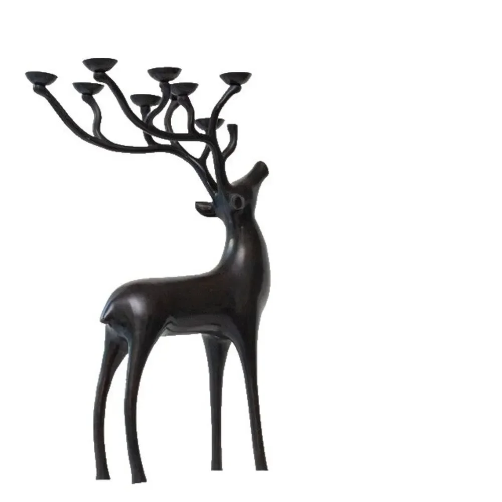 Pottery Barn Black Metal Reindeer Candelabra Candle Holder 20